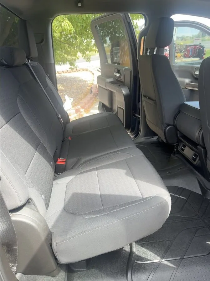 Chevy Silverado rear seats after interior detail in Idaho Falls — completely spotless