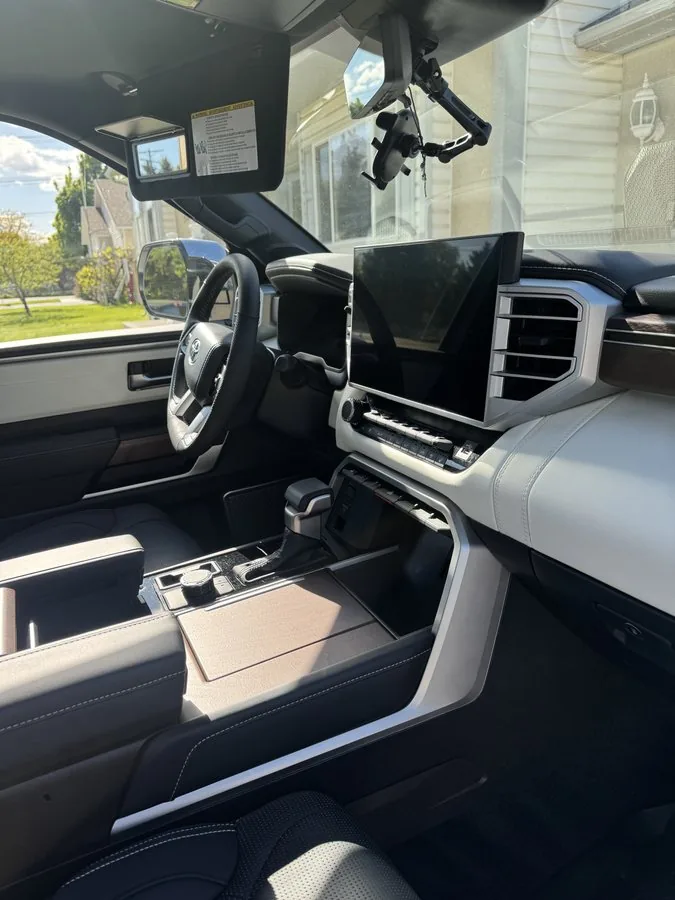 Toyota Tundra after interior detail in Idaho Falls — spotless dashboard and console